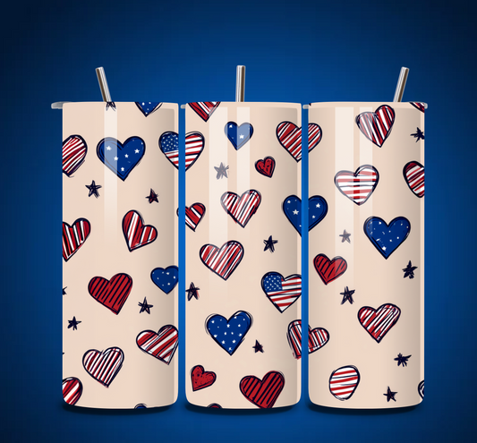 Patriotic Hearts 20 oz Tumbler